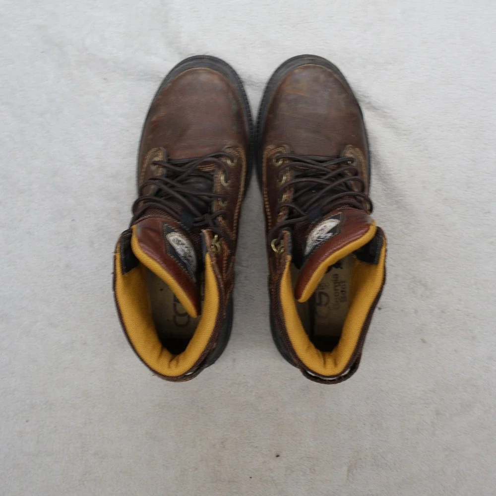 Georgia Mens 10.5M Work Boot Brown Zero Drag Waterproof Leather Steel Toe G086